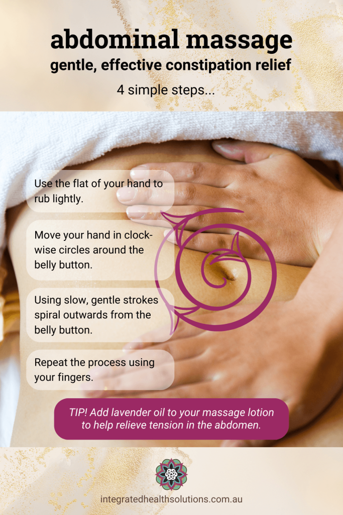 Image shows how to do abdominal massage to relieve constipation